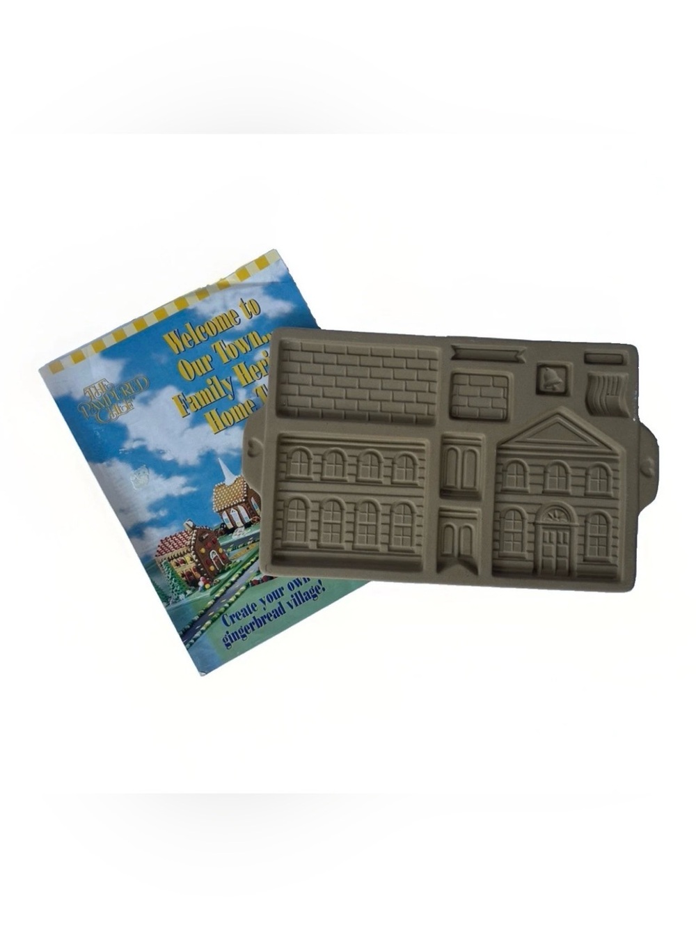 1997 Pampered Chef Gingerbread School Post Office Stoneware Mold #1805 NEW